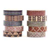 Songdao 10 rouleaux Washi Tape Set, Texture Ruban Vintage Adhésif Décoratif Œuvre d’art inspirée Feuille d’or Masking Tapes pour Arts, Bullet Journal, Scrapbooking, Bricolage, Emballage (Style Five)