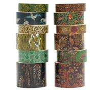 Songdao 12 rouleaux Chinoiserie Washi Tape Set, Ruban Adhésif Décoratif Œuvre d’art inspirée Feuille d’or Masking Tapes pour Arts, Bullet Journal, Scrapbooking, Bricolage, Emballage (Blossom Ridge)