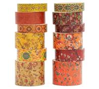 Songdao 12 rouleaux Chinoiserie Washi Tape Set, Ruban Adhésif Décoratif Œuvre d’art inspirée Feuille d’or Masking Tapes pour Arts, Bullet Journal, Scrapbooking, Bricolage, Emballage (Ode to The River)