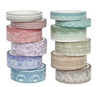 Songdao 12 rouleaux Motifs de dentelle Washi Tape Ruban Adhésif Papier Floral Décoratif Masking Tape pour Scrapbooking Artisanat de Bricolage