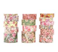 Songdao 15 rouleaux Floral Washi Tape Set, Arts de la floraison Ruban Adhésif Décoratif Fleur Masking Tapes pour Arts, Bullet Journal, Scrapbooking, Bricolage, Emballage (6 fleurs vintage)