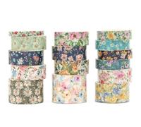Songdao 15 rouleaux Floral Washi Tape Set, Arts de la floraison Ruban Adhésif Décoratif Fleur Masking Tapes pour Arts, Bullet Journal, Scrapbooking, Bricolage, Emballage (1 prairie printanière)
