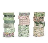 Songdao 15 rouleaux Floral Washi Tape Set, Arts de la floraison Ruban Adhésif Décoratif Fleur Masking Tapes pour Arts, Bullet Journal, Scrapbooking, Bricolage, Emballage