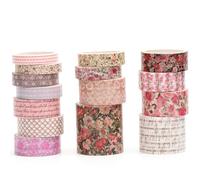 Songdao 15 rouleaux Floral Washi Tape Set, Arts de la floraison Ruban Adhésif Décoratif Fleur Masking Tapes pour Arts, Bullet Journal, Scrapbooking, Bricolage, Emballage (4 poésies de jardin de roses)