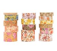 Songdao 15 rouleaux Floral Washi Tape Set, Arts de la floraison Ruban Adhésif Décoratif Fleur Masking Tapes pour Arts, Bullet Journal, Scrapbooking, Bricolage, Emballage (3 pétales d'automne)