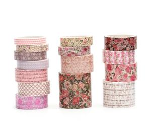 Songdao 15 rouleaux Floral Washi Tape Set, Arts de la floraison Ruban Adhésif Décoratif Fleur Masking Tapes pour Arts, Bullet Journal, Scrapbooking, Bricolage, Emballage (4 poésies de jardin de roses)