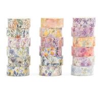 Songdao 18 rouleaux Fleur Washi Tape Set Fleurir Ruban Adhésif Papier Décoratif Masking Tape pour Scrapbooking Artisanat de Bricolage (Lavande Dream)