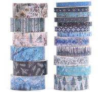 Songdao 18 rouleaux Saisons Fleurs Washi Tape Set, Ruban Adhésif Décoratif Masking Tapes pour Arts, Bullet Journal, Scrapbooking, Bricolage, Emballage (Winter)