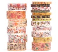 Songdao 18 rouleaux Saisons Fleurs Washi Tape Set, Ruban Adhésif Décoratif Masking Tapes pour Arts, Bullet Journal, Scrapbooking, Bricolage, Emballage (Autumn)