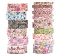 Songdao 18 rouleaux Saisons Fleurs Washi Tape Set, Ruban Adhésif Décoratif Masking Tapes pour Arts, Bullet Journal, Scrapbooking, Bricolage, Emballage (Spring)