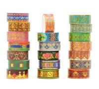 Songdao 20 rouleaux Chinoiserie Washi Tape Set, Arts exotiques Ruban Adhésif Décoratif Feuille d’or Masking Tapes pour Arts, Bullet Journal, Scrapbooking, Bricolage (32-Azure Brocade Clouds)