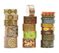 Songdao 20 rouleaux Chinoiserie Washi Tape Set, Arts exotiques Ruban Adhésif Décoratif Feuille d’or Masking Tapes pour Arts, Bullet Journal, Scrapbooking, Bricolage (12-Golden Phoenix Court)