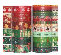 Songdao 21 rouleaux Maigre Washi Tape Noël Washi Masking Tape Feuille d’or Adhésif Ruban adhésif décoratifs Papier Tape pour bullet journal Scrapbooking Artisanat de bricolage Fournitures