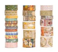 Songdao 24 rouleaux Millésime Washi Tape Set, Ruban Motif Antique Adhésif Décoratif Masking Tapes pour Arts, Bullet Journal, Scrapbooking, Bricolage, Emballage (1-Renaissance Dreams)