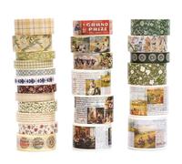 Songdao 24 rouleaux Millésime Washi Tape Set, Ruban Motif Antique Adhésif Décoratif Masking Tapes pour Arts, Bullet Journal, Scrapbooking, Bricolage, Emballage (10 breloques campagne
