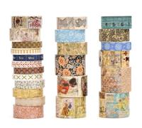 Songdao 24 rouleaux Millésime Washi Tape Set, Ruban Motif Antique Adhésif Décoratif Masking Tapes pour Arts, Bullet Journal, Scrapbooking, Bricolage, Emballage (vintage 7 jours)