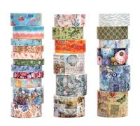 Songdao 24 rouleaux Millésime Washi Tape Set, Ruban Motif Antique Adhésif Décoratif Masking Tapes pour Arts, Bullet Journal, Scrapbooking, Bricolage, Emballage (8 trésors de la mer)
