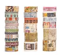 Songdao 24 rouleaux Millésime Washi Tape Set, Ruban Motif Antique Adhésif Décoratif Masking Tapes pour Arts, Bullet Journal, Scrapbooking, Bricolage, Emballage (2 voyages vintage)