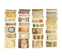 Songdao 36 rouleaux Washi Tape Set, Ruban Vintage Adhésif Décoratif Œuvre d’art inspirée Feuille d’or Masking Tapes pour Arts, Bullet Journal, Scrapbooking, Bricolage, Emballage (Sophia's Letters)