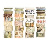 Songdao 36 rouleaux Washi Tape Set, Ruban Vintage Adhésif Décoratif Œuvre d’art inspirée Feuille d’or Masking Tapes pour Arts, Bullet Journal, Scrapbooking, Bricolage, Emballage (Globetrotting)