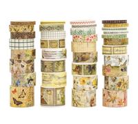 Songdao 36 rouleaux Washi Tape Set, Ruban Vintage Adhésif Décoratif Œuvre d’art inspirée Feuille d’or Masking Tapes pour Arts, Bullet Journal, Scrapbooking, Bricolage, Emballage (Soul Songs)