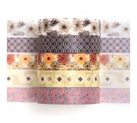 Songdao 5 rouleaux Fantaisie Washi Tape Set, Texture Arts Ruban Adhésif Décoratif Motifs de base Masking Tapes pour Arts, Bullet Journal, Scrapbooking, Bricolage, Emballage (9 jardins vintage)