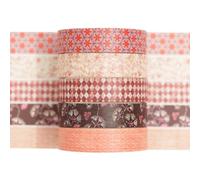 Songdao 5 rouleaux Fantaisie Washi Tape Set, Texture Arts Ruban Adhésif Décoratif Motifs de base Masking Tapes pour Arts, Bullet Journal, Scrapbooking, Bricolage, Emballage (5 chaleur rustique)
