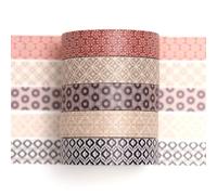 Songdao 5 rouleaux Fantaisie Washi Tape Set, Texture Arts Ruban Adhésif Décoratif Motifs de base Masking Tapes pour Arts, Bullet Journal, Scrapbooking, Bricolage, Emballage (10 mosaïques modernes)