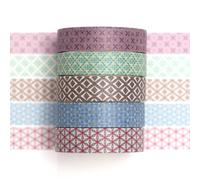 Songdao 5 rouleaux Fantaisie Washi Tape Set, Texture Arts Ruban Adhésif Décoratif Motifs de base Masking Tapes pour Arts, Bullet Journal, Scrapbooking, Bricolage, Emballage (harmonie géométrique 11)