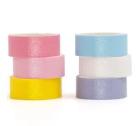 Songdao 6 rouleaux Briller Washi Tape Set Étincelant Ruban Adhésif Papier Décoratif Masking Tape pour Scrapbooking Artisanat de Bricolage (arc-en-ciel, 6)