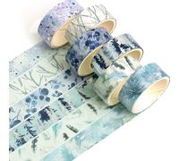 Songdao 6 rouleaux Floral Washi Tape Set, Ruban Adhésif Décoratif Feuille d’or et d’argent Masking Tapes pour Arts, Bullet Journal, Scrapbooking, Bricolage, Emballage (Mystic Petals)