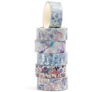 Songdao 6 rouleaux Floral Washi Tape Set, Ruban Adhésif Décoratif Feuille d’or et d’argent Masking Tapes pour Arts, Bullet Journal, Scrapbooking, Bricolage, Emballage (Twilight Garden)