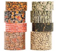 Songdao 8 rouleaux Washi Tape Set, Ruban Vintage Adhésif Décoratif Œuvre d’art inspirée Feuille d’or Masking Tapes pour Arts, Bullet Journal, Scrapbooking, Bricolage, Emballage (Stone Texture)
