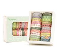 Songdao Basique Washi Tape Set 20 Rouleaux Masking Tape Ruban adhésif décoratif pour Scrapbooking Artisanat de Bricolage (Style Five)