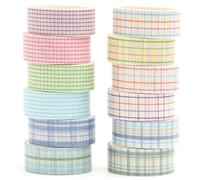 Songdao Grille Washi Tape Set 12 Rouleaux Masking Tape Ruban adhesif decoratif pour Scrapbooking Artisanat de Bricolage (Style Three)