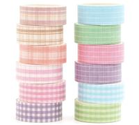 Songdao Grille Washi Tape Set 12 Rouleaux Masking Tape Ruban adhesif decoratif pour Scrapbooking Artisanat de Bricolage (Style Four)