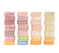 Songdao Grille Washi Tape Set 36 Rouleaux Tissu écossais Masking Tape Ruban adhesif decoratif pour Scrapbooking Artisanat de Bricolage (1-Pink & Orange)