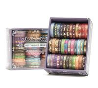 Songdao Maigre Washi Tape Set Masking Tape 36 rouleaux Ruban adhesif decoratif pour Scrapbooking Artisanat de Bricolage (Bronzing Letters)