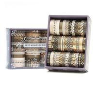 Songdao Maigre Washi Tape Set Masking Tape 36 rouleaux Ruban adhesif decoratif pour Scrapbooking Artisanat de Bricolage (Black & Gold)