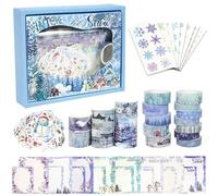 Songdao Washi Tape & Autocollant Kit Masking Tape VSCO Décoratif Neige Paysage Ruban adhésif Multicolore pour DIY Artisanat Bullet Journals Planificateur Scrapbooking Emballage