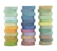 Songdao Washi Tape Set 36 Rouleaux Couleur unie Masking Tape Pastel Ruban Adhésif Décoratif, Japonais en Washi, Ruban Adhésif en Washi pour Journal, Ruban Adhésif Décoratif pour Artisanat (Summer)
