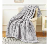 SONGDIQI Plaid Tricot Grosse Maille, Couverture Au Crochet avec Nœud de Corde, Confortable et Respirante, pour Canapé Lit Chaise Tapis de Yoga Tapis(Gray,150 * 200cm)