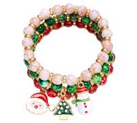 Songelt 1 ensemble de bracelets colorés empilables avec perles pour femmes, chaînes de poignet élastiques sur le thème de Noël, bijoux cadeaux de Noël, taille unique, Comme décrit