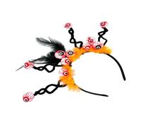 Songelt Bandeau à plumes avec boules oculaires pour adulte Jour de la mort Dark Series Serre-tête Serre-tête Halloween Cosplay Accessoires de fête Halloween
