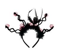 Songelt Bandeau à plumes avec boules oculaires pour adulte Jour de la mort Dark Series Serre-tête Serre-tête Halloween Cosplay Accessoires de fête Halloween