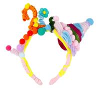 Songelt Bandeau fantaisie à pompons fait à la main - Accessoires de gâteau d'anniversaire pour femme - Accessoire pour fête d'anniversaire