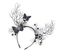 Songelt Bandeaux d'Halloween en corne pour femme - Accessoire de cheveux réaliste papillon floral pour fêtes costumées - Bandeaux d'Halloween pour femme
