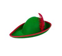 Songelt Bob vert avec plumes rouges - Chapeau unisexe pour adulte - Pour foires médivales - Accessoire de reconstitution historique tendance
