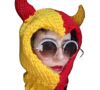 Songelt Bonnet tricoté en corne d'Halloween pour fête, vacances, hiver, chaud pour l'hiver