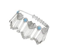 Songelt Chaîne de taille en métal antique avec accents bleus, bijoux de danse du ventre réglable pour femme, décoration de costume rétro accentuée bleu, bleu, taille unique